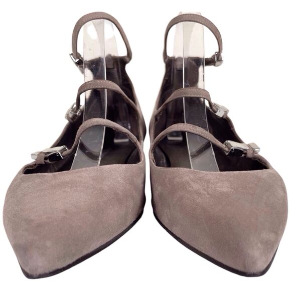 STUART WEITZMAN Flippy Suede Leather Multi-Strap Flats Size 10 Mary Jane Beige - Picture 2 of 13